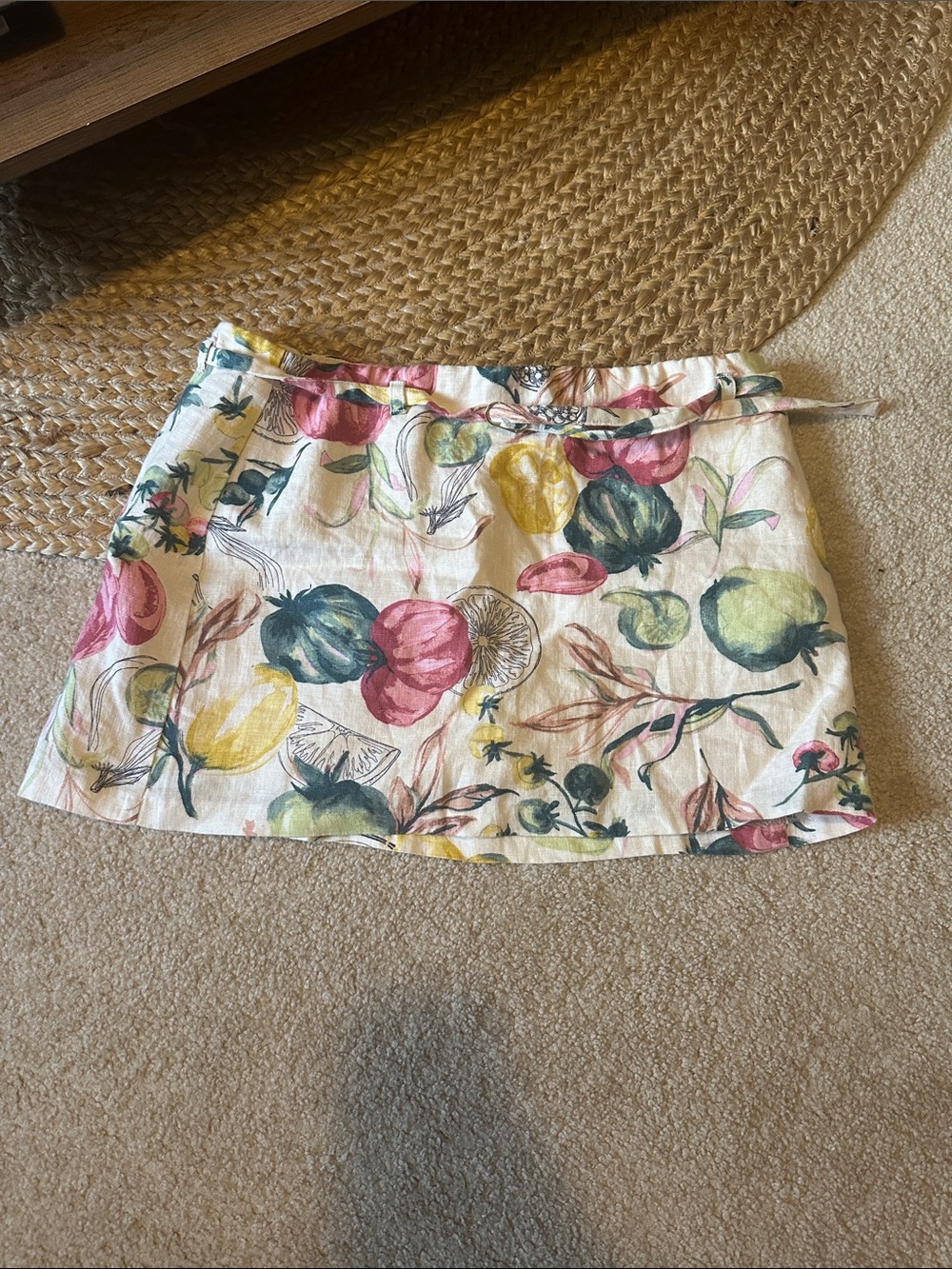 Abercrombie & Fitch Linen-Blend Mini Skort in Pink, Green & Yellow